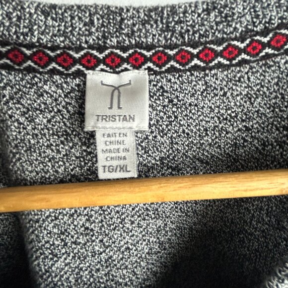 Tristan preppy black & white marled cotton sleeveless sweater vest - men's XL - Picture 3 of 7